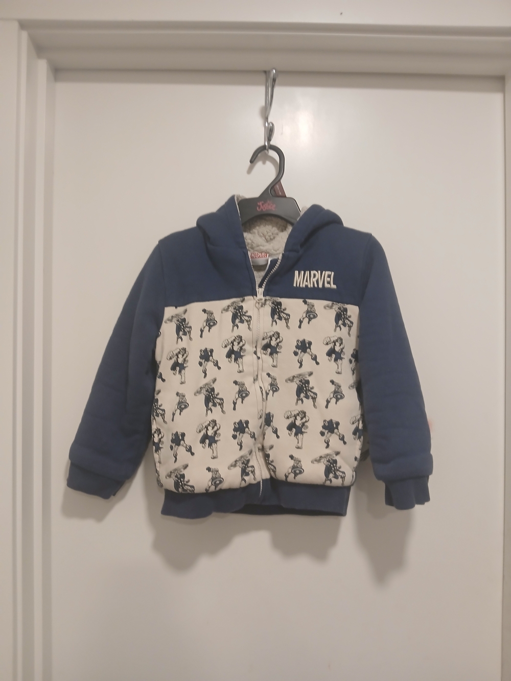 Marvel Navy and Cream Kids Hooded Zip Sweatshirt